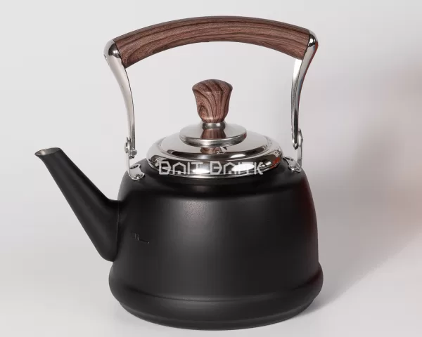 Whistling Kettle 1.5L – Matte Black with Wooden Handle (BD606) - Bait Baitk Lebanon