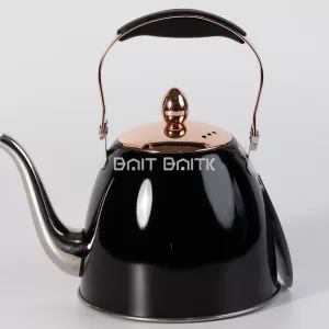 إبريق Golden Ruler ستانلس ستيل بصفّارة 1.2 لتر – لون أسود مع غطاء روز غولد