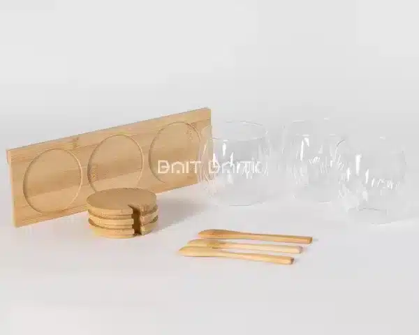 sk-3895-2 طقم سكريات عدد 3 مع ستاند خشب - بيت بيتك لبنان