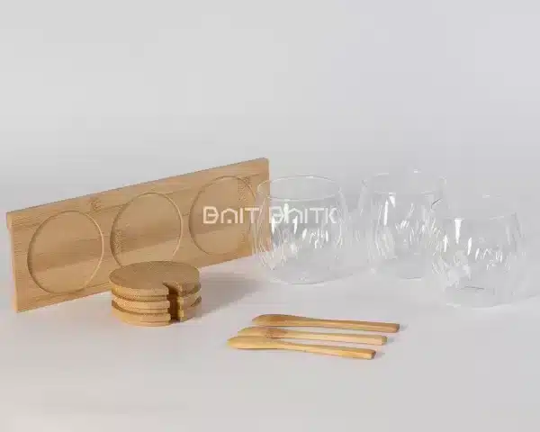 sk-3895-3 طقم سكريات عدد 3 مع ستاند خشب - بيت بيتك لبنان