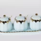 3-Piece Ceramic Sugar Pot Set with Tray – Light Blue & Gold - Bait Baitk Lebanon
