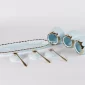 3-Piece Ceramic Sugar Pot Set with Tray – Light Blue & Gold - Bait Baitk Lebanon