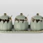 3-Piece Ceramic Sugar Pot Set – Sage Green & Gold - Bait Baitk Lebanon