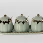 3-Piece Ceramic Sugar Pot Set – Sage Green & Gold - Bait Baitk Lebanon