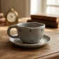 Ceramic Cup and Plate Set – Modern Drinkware - Bait Baitk Lebanon
