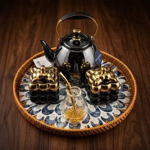 KSLEhKvy-1.jpg Luxury Black & Gold Mate Serving Set with Rattan Tray & VICALINA Teapot - Bait Baitk Lebanon