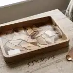 Geometric Wood and Resin Rectangular Serving Tray