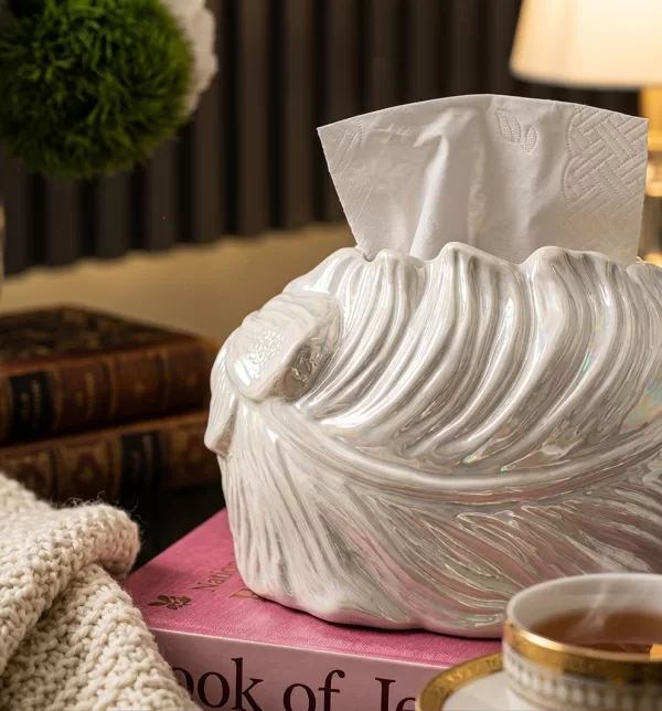 PPmywrvJ-1.jpg Pearlescent wavy ceramic tissue box cover - Bait Baitk Lebanon