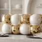 White and gold ceramic tissue box cover - Bait Baitk Lebanon
