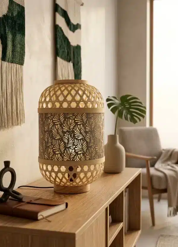 Rattern & Metal Table Lamp for Modern Interiors - Bait Baitk Lebanon