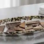 طبق تقديم مستطيل مزخرف بنقشة خشب الجوز