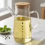 Glass Oil Dispenser Bottle with Bamboo Lid