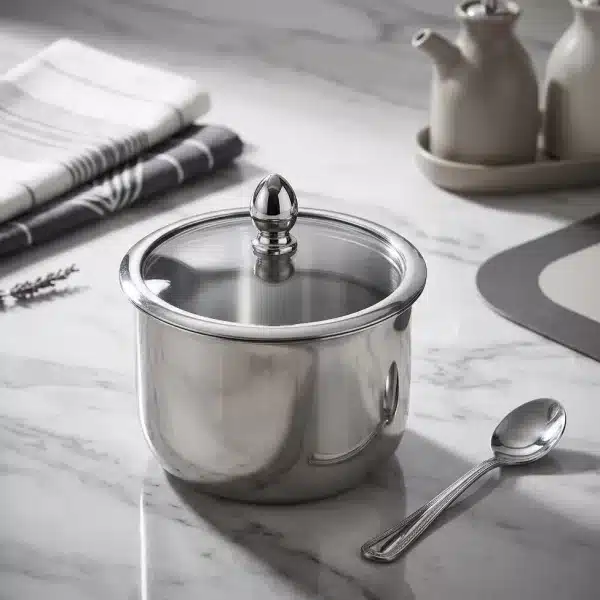 Stainless Steel Can with Glass Lid – Storage Containers - Bait Baitk Lebanon