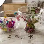 طقم وعائين تقديم زجاج شفاف