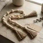 125cm Natural Wood Bead Garland with Tassels