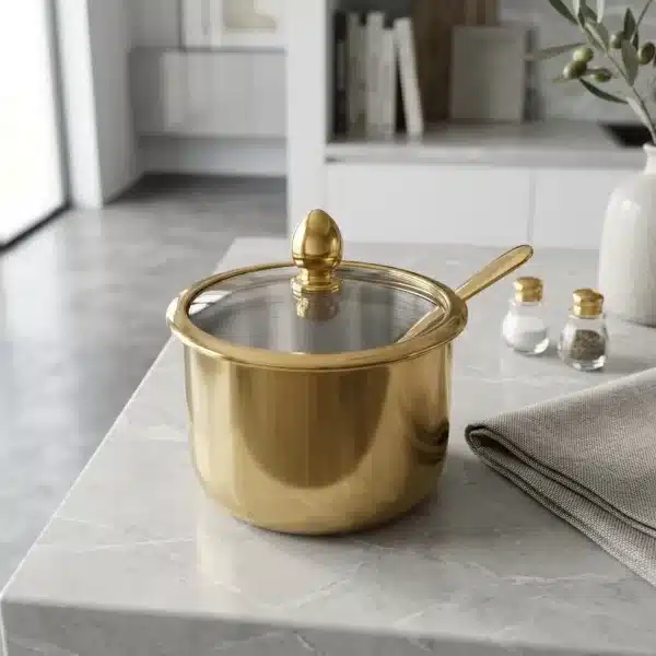 Gold Can with Glass Lid – Storage Containers - Bait Baitk Lebanon