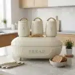 Bread Box & 3 Kitchen Canisters Set