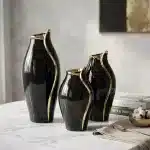 مزهرية سيراميك مربعة مخططة