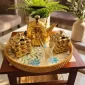 Luxury Golden Mate Serving Set with Rattan Tray & Ceramic Bowls - Bait Baitk Lebanon