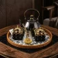 Luxury Black & Gold Mate Serving Set with Rattan Tray & VICALINA Teapot - Bait Baitk Lebanon