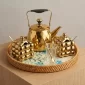 Luxury Golden Mate Serving Set with Rattan Tray & Ceramic Bowls - Bait Baitk Lebanon