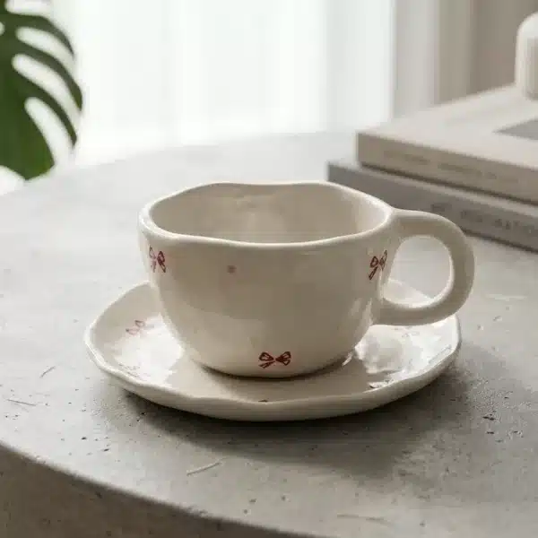 Elegant Ceramic Cup and Plate Set – Modern Drinkware - Bait Baitk Lebanon