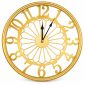 Gold openwork wall clock 50 cm with large numerals and spoked centre