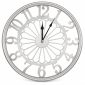 Silver openwork wall clock 50 cm with large numerals and spoked centre