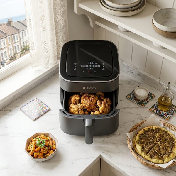 Dorsch Air Fryer Top View - 6.5L DH-07815 in use Dorsch Air Fryer Top View - 6.5L DH-07815 in use