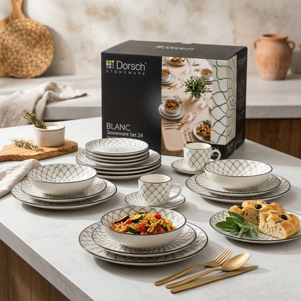 Dorsch BLANC Stoneware Set 24 Pcs DH-09391 styled Dorsch BLANC Stoneware Set 24 Pcs DH-09391 styled