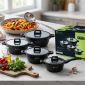 Dorsch Casserole - ( 28 cm + 24 cm + 20 cm) SaucePan-18 cm + Deep Fry Pan-28 cm - 4 Pcs 89 aluminum Proglider Non-Stick