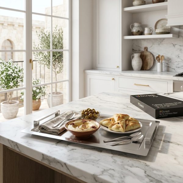 Dorsch Cassia Silver 18/10 Stainless Tray DH-03238 in use Dorsch Cassia Silver 18/10 Stainless Tray DH-03238 in use