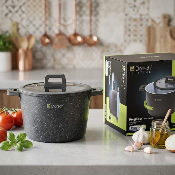 Dorsch Dim: 28xh7.4cm Stock Pot 24 cm Proglider Non-Stick Marble Ceramic Coated, Die-casting aluminum DH-05564 styled Dorsch Dim: 28xh7.4cm Stock Pot 24 cm Proglider Non-Stick Marble Ceramic Coated, Die-casting aluminum DH-05564 styled