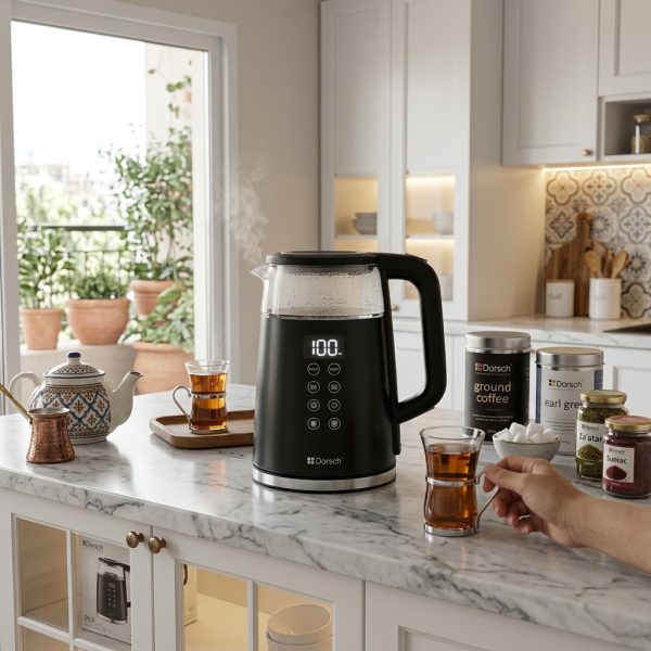 Dorsch Electric Kettle Ek-21 - 1850-2200w Touch scrren & Digital Display DH-07301 in use Dorsch Electric Kettle Ek-21 - 1850-2200w Touch scrren & Digital Display DH-07301 in use