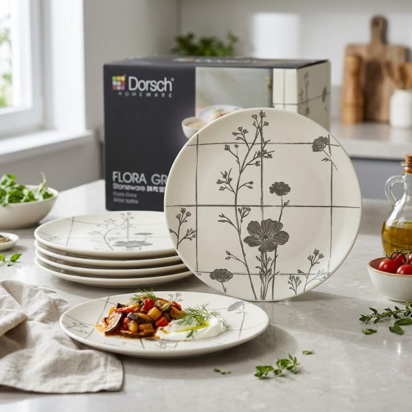 Dorsch Flora Grey Stoneware Set 24 Pcs DH-09393 styled Dorsch Flora Grey Stoneware Set 24 Pcs DH-09393 styled