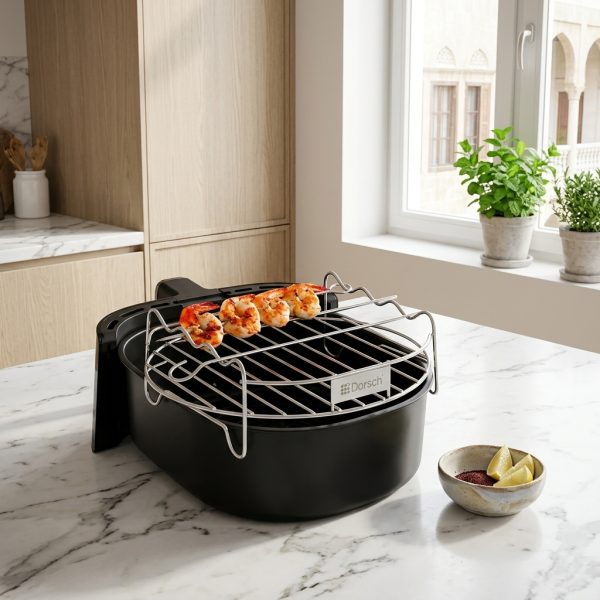 Dorsch Grill Rack - Air Fryer Accessories DH-00804 in use Dorsch Grill Rack - Air Fryer Accessories DH-00804 in use