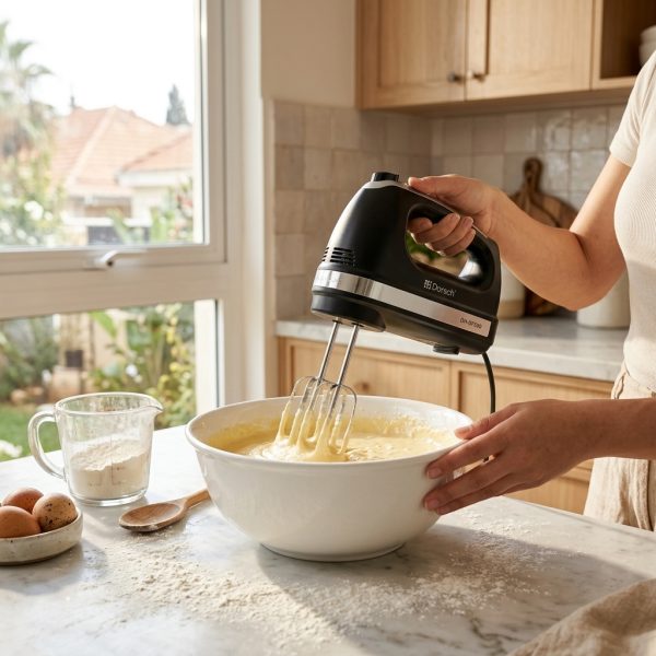 Dorsch Hand Mixer DH-07300 in use Dorsch Hand Mixer DH-07300 whisking cake batter in a Lebanese kitchen