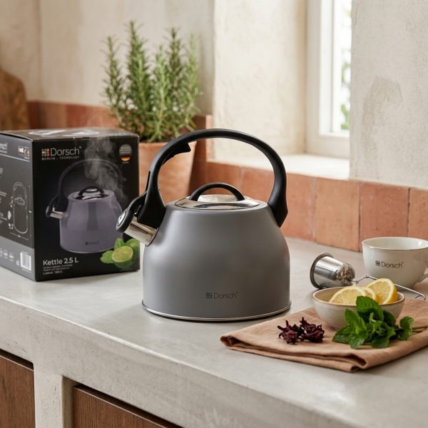 Dorsch Kettle Grey 2.5 L Stainless Steel 18/8 DH-02905 styled Dorsch Kettle Grey 2.5 L Stainless Steel 18/8 DH-02905 styled