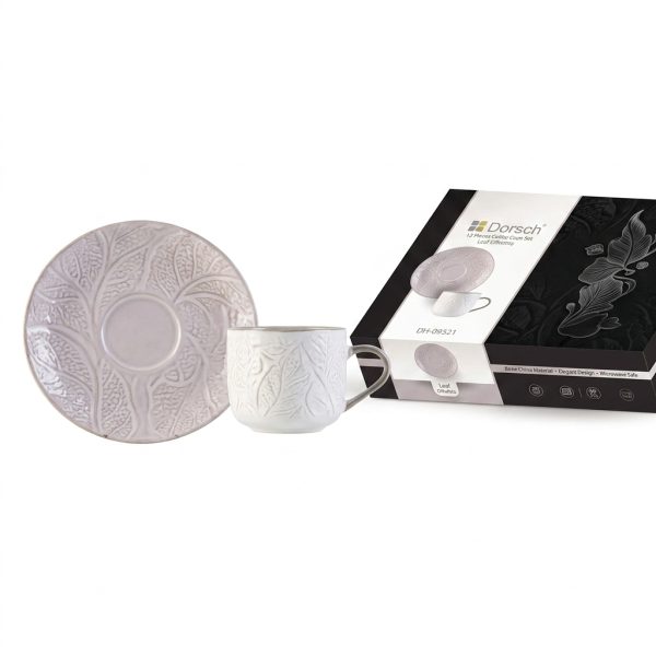طقم فناجين قهوة دورش DH-09321 | Dorsch Leaf Offwhite 12 Pieces Coffee Cups Set DH-09321