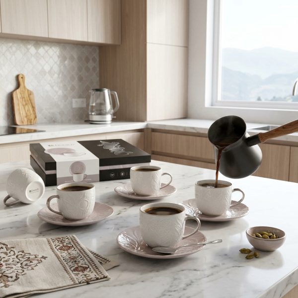 Dorsch Leaf Offwhite 12 Pieces Coffee Cups Set DH-09321 in use Dorsch Leaf Offwhite 12 Pieces Coffee Cups Set DH-09321 in use