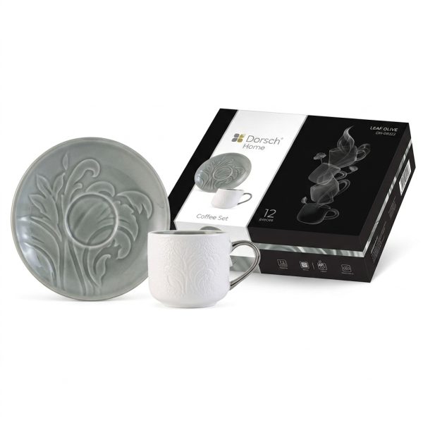 طقم فناجين قهوة دورش DH-09322 | Dorsch Leaf Olive 12 Pieces Coffee Cups Set DH-09322