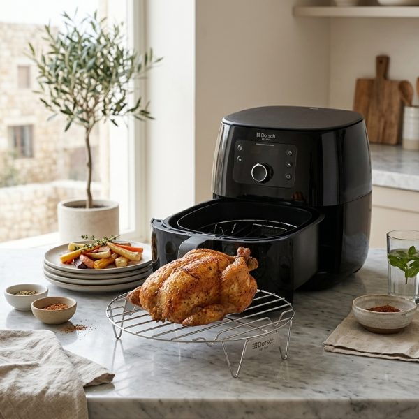 Dorsch Metal Rack - Air Fryer Accessories DH-00802 in use Dorsch Metal Rack - Air Fryer Accessories DH-00802 in use