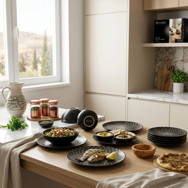 Dorsch Noir Stoneware Set 24 Pcs DH-09390 in use Dorsch Noir Stoneware Set 24 Pcs DH-09390 in use