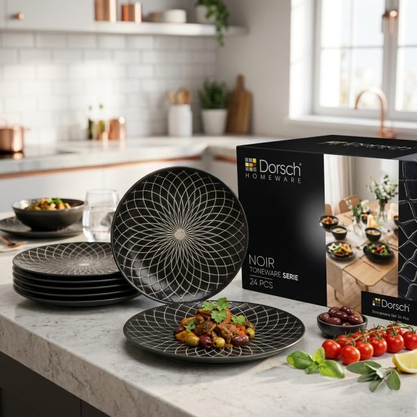 Dorsch Noir Stoneware Set 24 Pcs DH-09390 styled Dorsch Noir Stoneware Set 24 Pcs DH-09390 styled