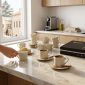 Dorsch Nova Beige 12 Pieces Coffee Cups Set Gold Rim DH-09349 in use