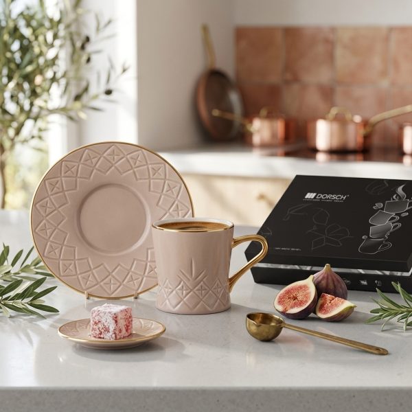 Dorsch Regency Beige 12 pcs coffee cup set Gold Handle And Rim DH-09333 styled Dorsch Regency Beige 12 pcs coffee cup set Gold Handle And Rim DH-09333 styled