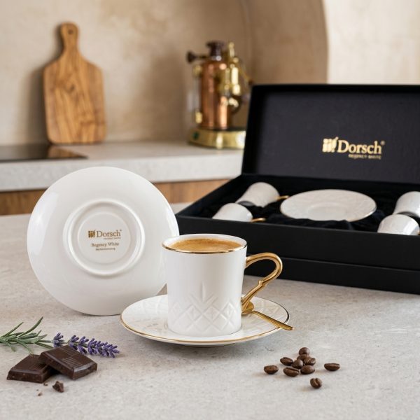 Dorsch Regency White 12 pcs coffee cup set Gold Handle And Rim DH-09335 styled Dorsch Regency White 12 pcs coffee cup set Gold Handle And Rim DH-09335 styled