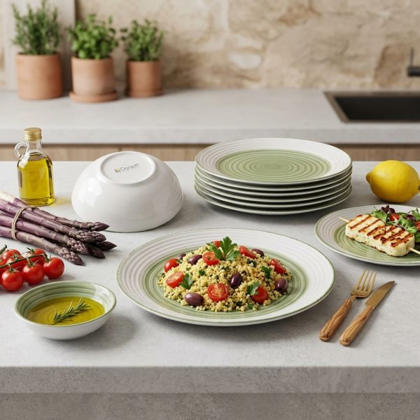 Dorsch Ripple Olive Porcelain Set 26 Pcs DH-09397 styled Dorsch Ripple Olive Porcelain Set 26 Pcs DH-09397 styled