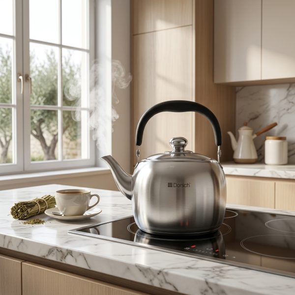 Dorsch Tea Kettle Stainless DH-02920 in use Dorsch Tea Kettle Stainless DH-02920 in use