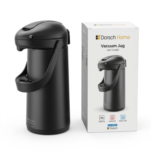 ترمس دورش DH-02830 | Dorsch Vacuum Jug 1.9L - Black Keep hot up to 12 hr. and cold up to 24 hr. DH-02830